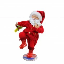 Northlight 12" Red And White Santa Claus Standing On Pepsi-Cola Bottle Cap Christmas Figurine