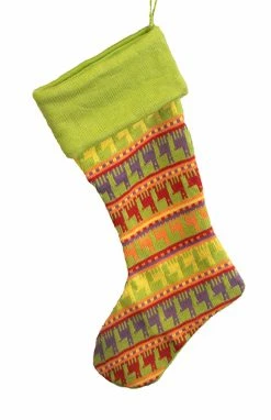 Sterling International Inc 18.5" Green Multi-Colored Knitted Christmas Stocking