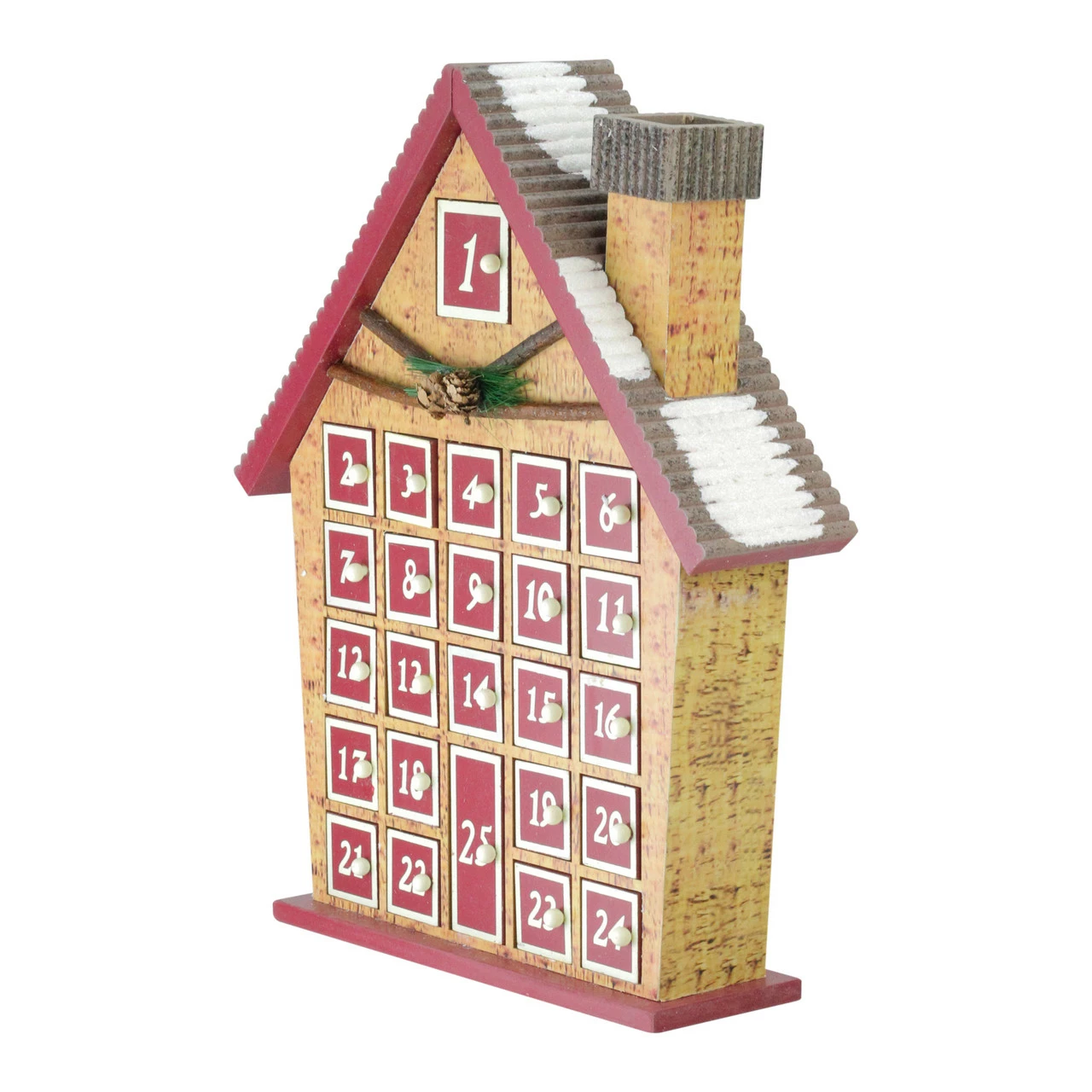 Northlight 15" Red And Beige House With Advent Calendar Tabletop Christmas Decoration - Image 2