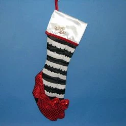 Kurt Adler 22" Black And White 'Wizard Of Oz' With Ruby Slipper Christmas Stocking