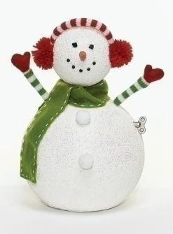 Roman 12" White Animated And Musical Snowman With Earmuffs Christmas Figurine