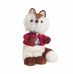 Diva At Home 10.75" Brown And White Mr. Fox Christmas Decoration