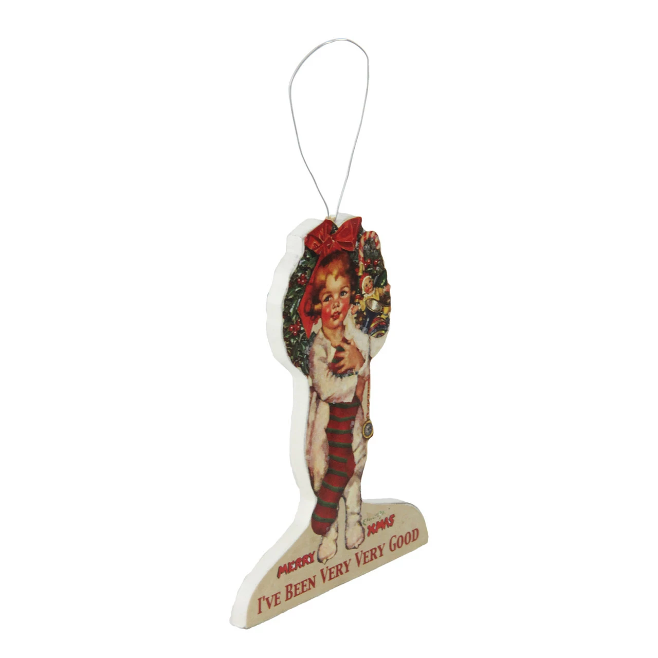 CC Home Furnishings 4" Glittered Child With Her Overflowing Stocking Vintage-Style Christmas Ornament - Image 2