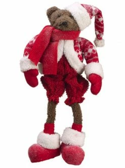 Allstate 17" Brown Bear With Knit Suit Christmas Tabletop Figurine