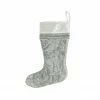 CC Christmas Decor 17" Gray And White Quilted Embellished Christmas Stocking