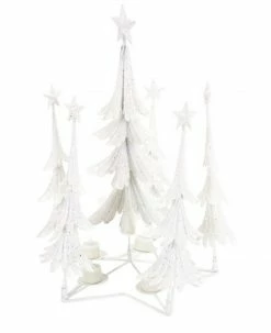 Melrose 21" White Glittered Christmas Tree Tea Light Candle Holder