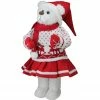 Northlight 20" White And Red Winter Girl Santa Bear In Deer Sweater Christmas Figure Decoration