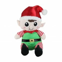 Alternative view of Northlight Set Of 2 Red Plush Sitting Boy And Girl Christmas Elf Figures 13"