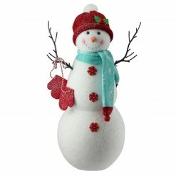 Napco 16.5" White And Red Snowman In Hat Christmas Tabletop Decor