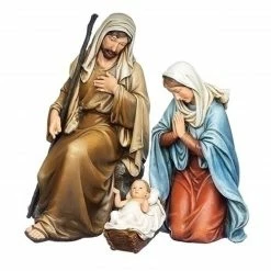 Roman 3 Piece Set Kneeling Holy Family Resin Christmas Figurine 14.75”