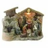 Northlight 11-Piece Pre-Lit Brown Christmas Nativity Figurine Set With Water Fountain 11" - Warm White Light