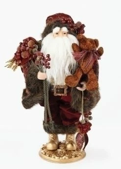 Roman 18" Brown And White Santa Claus With Grapes Christmas Tabletop Figure