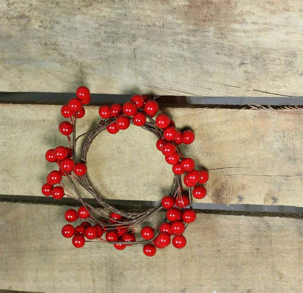Northlight 7" Shiny Red Berries Artificial Christmas Candle Ring - Image 4