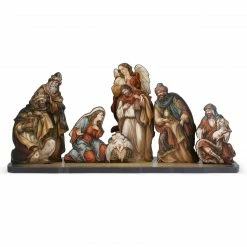 Roman 8pc Orange And Brown Nativity Die Cut Figures With Base Christmas Decoration 24"