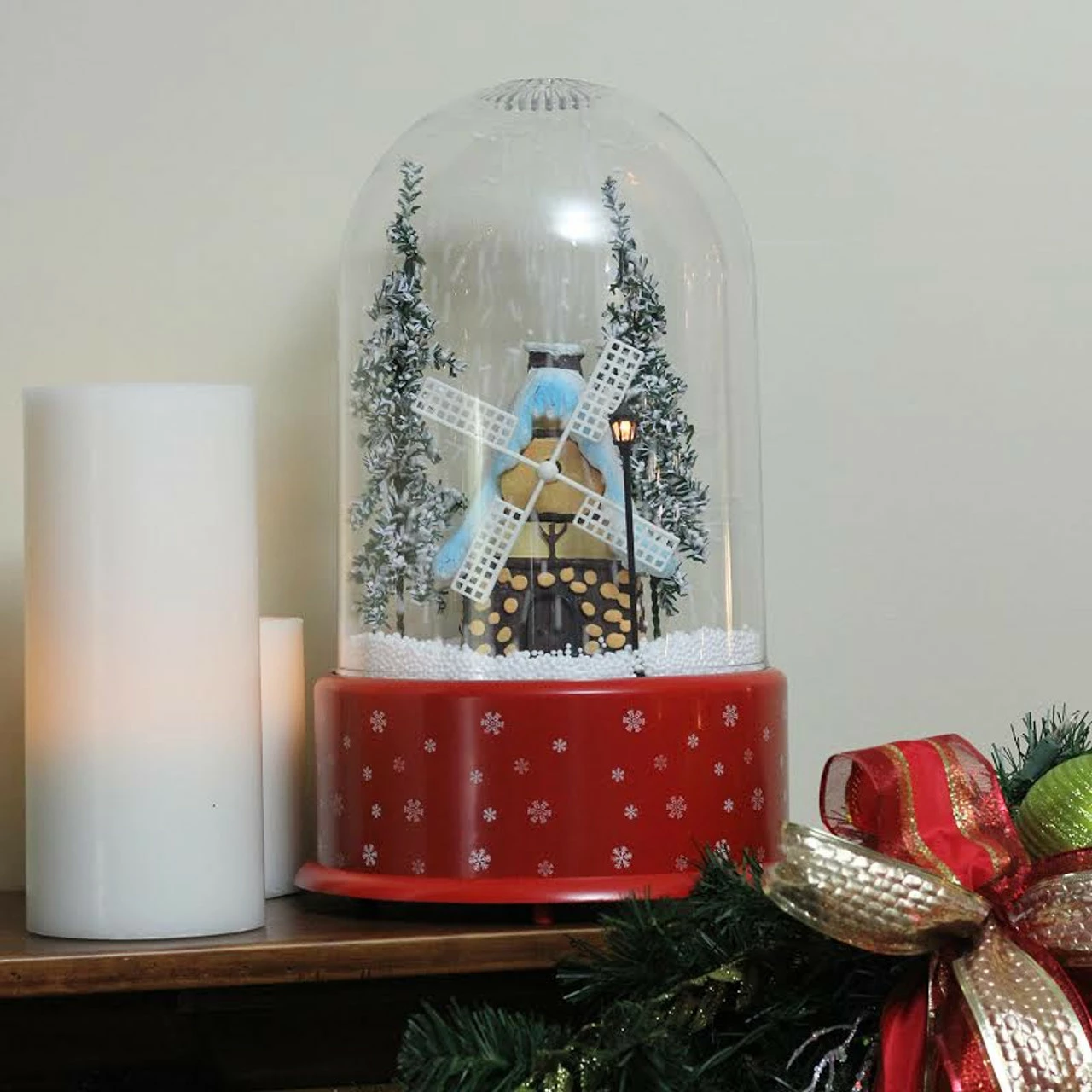 Northlight 14" Lighted Musical Snowing Windmill Christmas Table Top Snow Dome 2 Northlight 14" Lighted Musical Snowing Windmill Christmas Table Top Snow Dome - Image 2