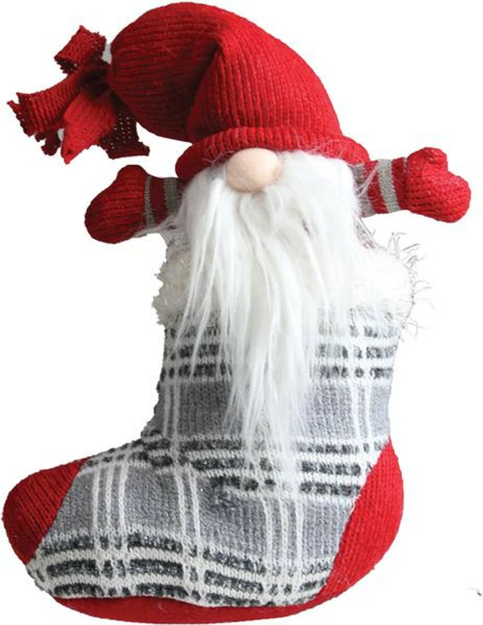 Northlight 14.5" Red And Gray Tristan Gnome Christmas Stocking Tabletop Figurine 3 Northlight 14.5" Red And Gray Tristan Gnome Christmas Stocking Tabletop Figurine - Image 3