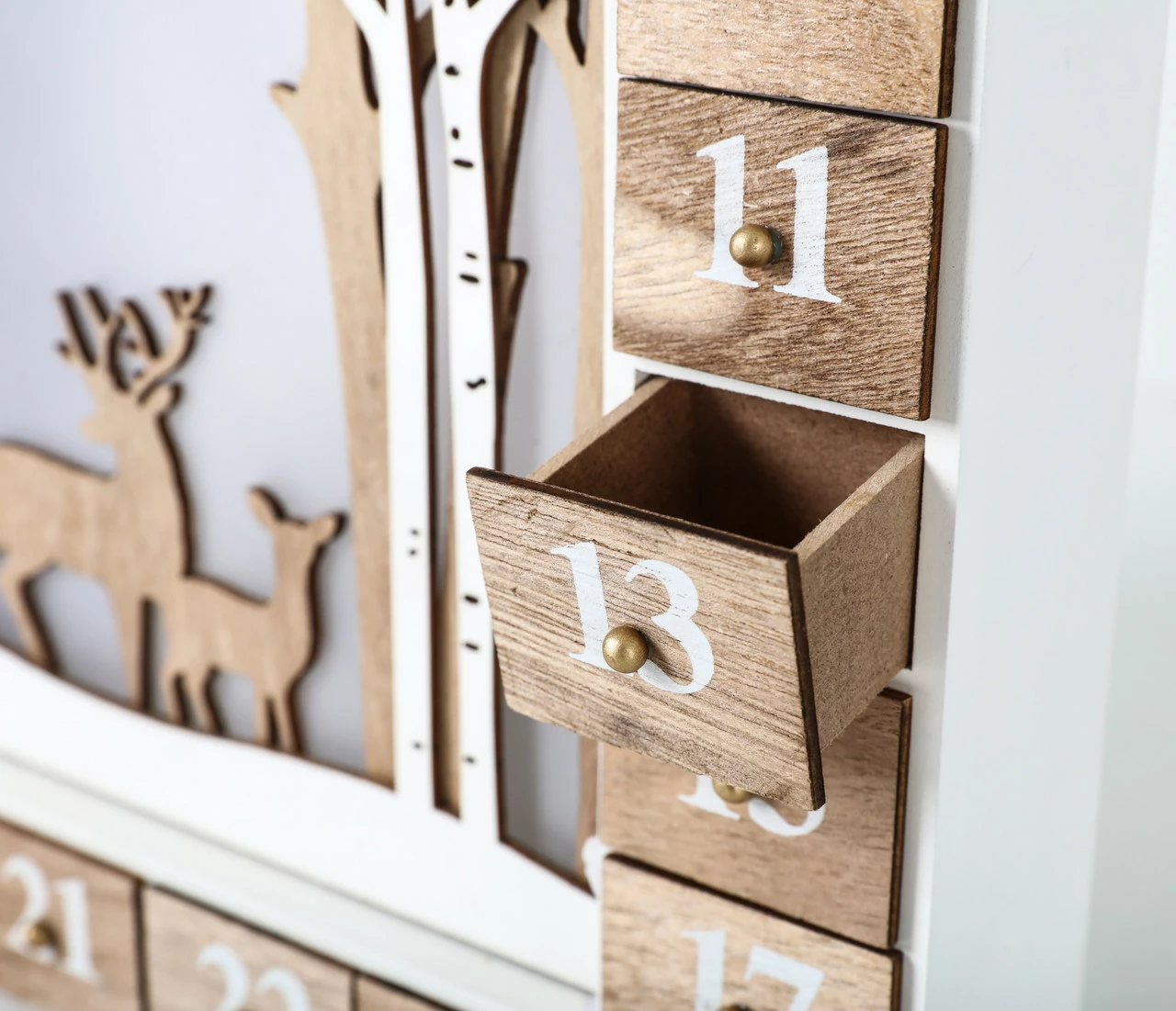 BRUBAKER Reusable Wooden Advent Calendar To Fill - White Winter Landscape With LED Lighting - DIY Christmas Calendar 13.98 X 2.36 X 10.63 Inches - Image 4