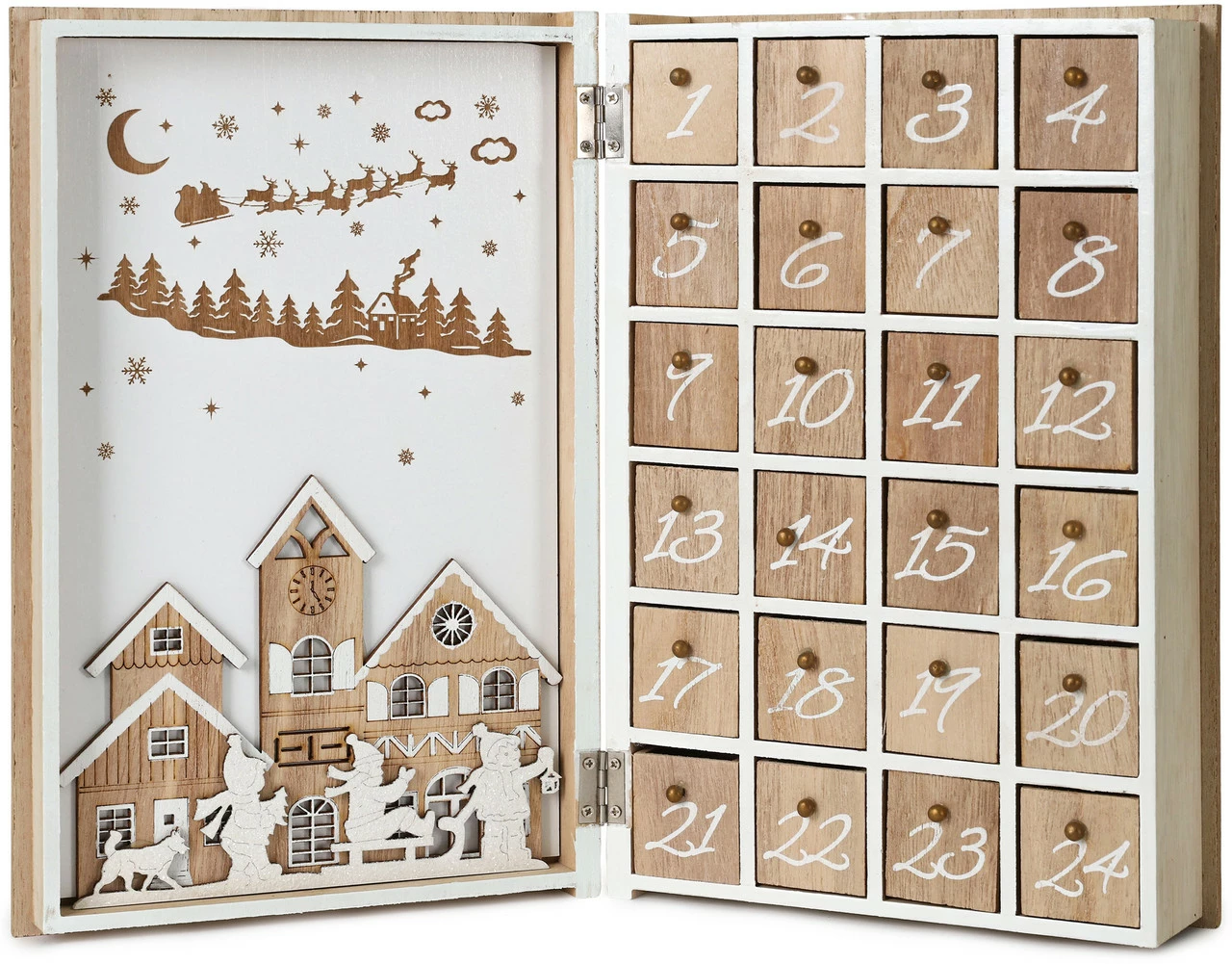 BRUBAKER Reusable Wooden Advent Calendar To Fill - Merry Christmas Book - DIY Christmas Calendar 7.72 X 2.95 X 11.81 Inches - Image 2