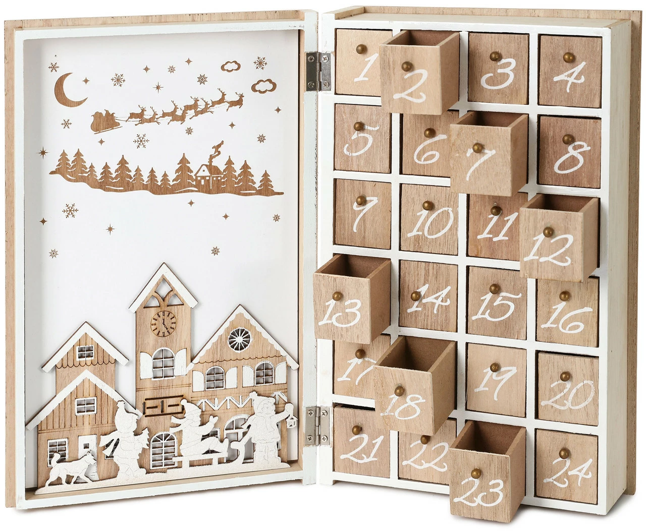 BRUBAKER Reusable Wooden Advent Calendar To Fill - Merry Christmas Book - DIY Christmas Calendar 7.72 X 2.95 X 11.81 Inches - Image 3