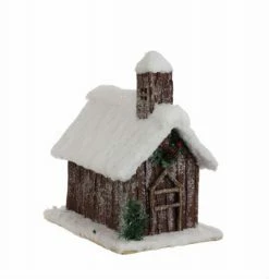 Raz 12" Snow Flocked Christmas Morning Cabin