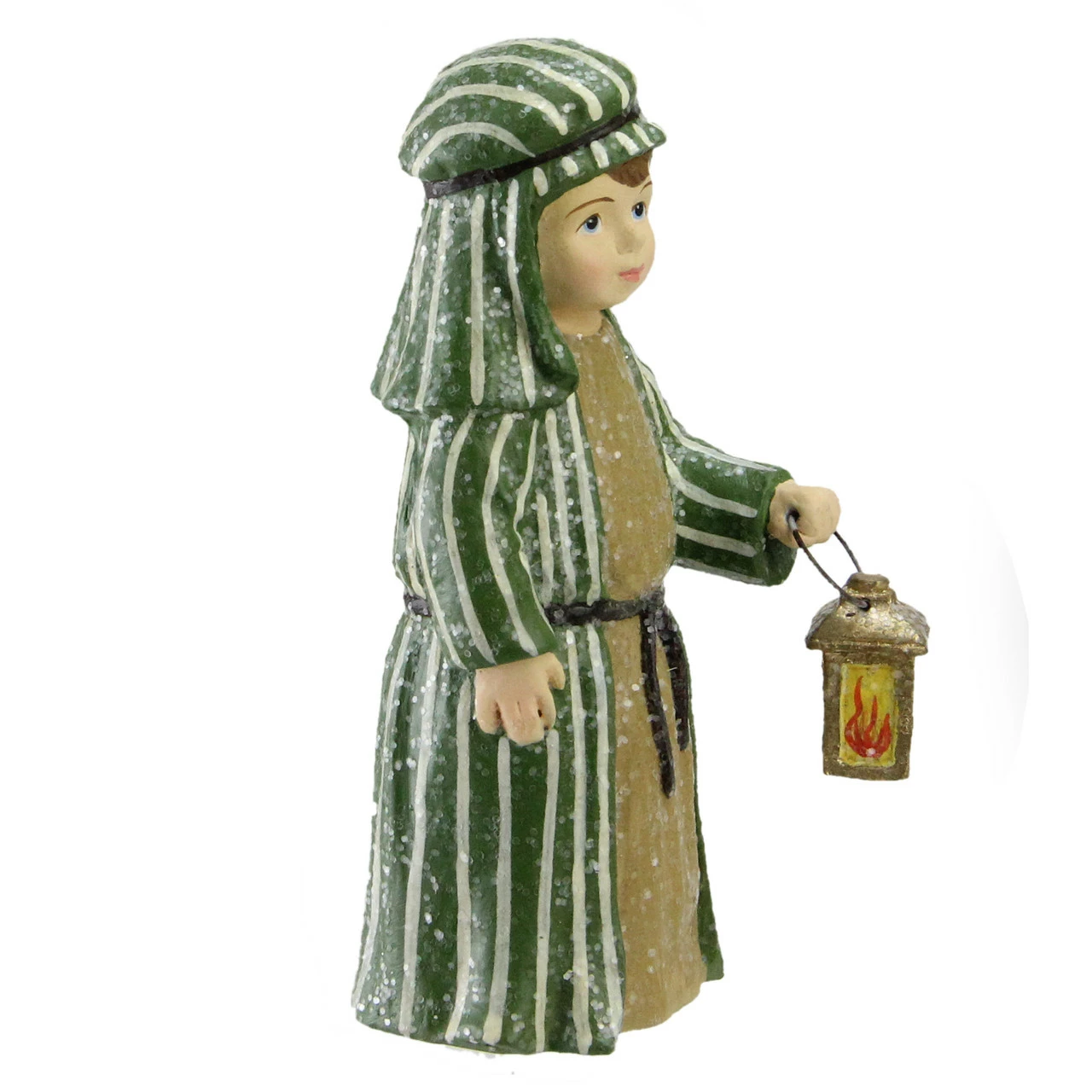 CC Home Furnishings 4.75" Green And White Glittered Joseph With Lantern Nativity Christmas Figurine - Image 2