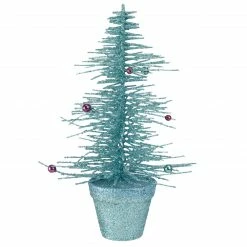 Allstate 11" Potted Glittered Spike Tabletop Artificial Christmas Tree – Unlit