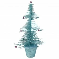 Allstate 16" Whimsical Turquoise Glittered Spike Table Tree - Unlit