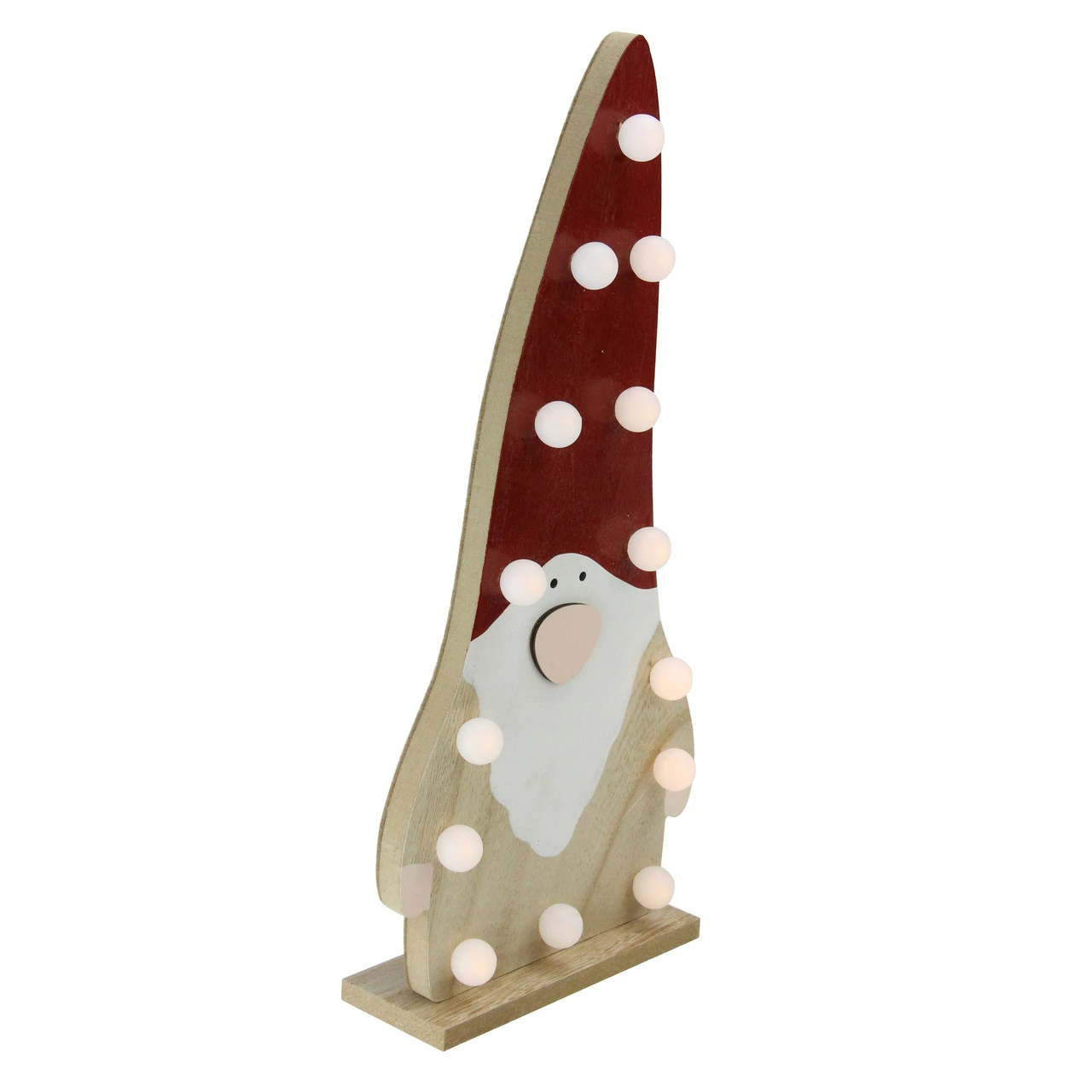 Northlight 16β Red And Beige Battery Operated LED Lighted Wooden Santa Gnome Figurine - Image 3