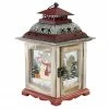 Northlight 11.75" Rustic Red And White Snowman Christmas Scene Candle Lantern