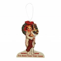 CC Home Furnishings 4" Glittered Child With Her Overflowing Stocking Vintage-Style Christmas Ornament