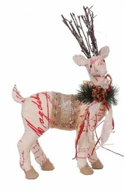 A&B Home 17" Snow Flocked Right Facing Reindeer Christmas Figurine
