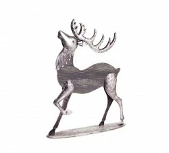 Melrose 19" Gray And Silver Buck Reindeer Christmas Tabletop Figurine