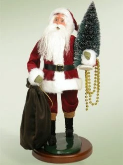 Byers' Choice 19" Traditional Red Velvet Santa Claus With Tree Christmas Caroler Figure