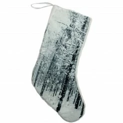 Northlight 18" White And Black Serene Woodland During Snowfall Christmas Stocking