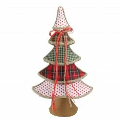 Northlight 23" Red And Green Plaid And Polka Dot Christmas Tree Tabletop Decor