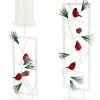 Melrose Set Of 2 Woodland Inspired Snowy Cardinal Christmas Pillar Candle Holders 19.5"