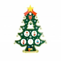 Northlight 11.25" Red And Green Christmas Tree Cut-Out With Miniature Ornaments Tabletop Decoration
