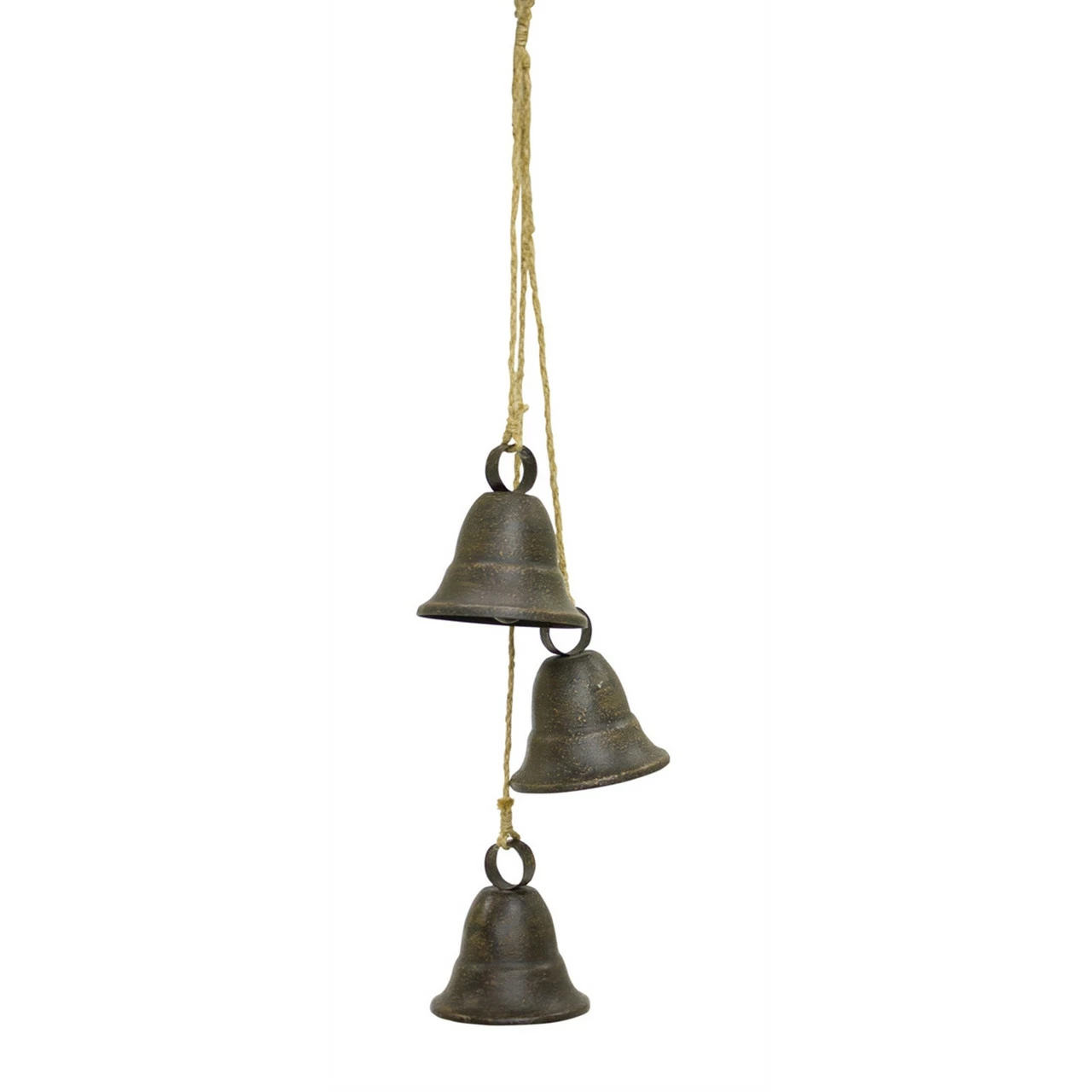 Diva At Home Pack Of 2 Dark Gray Distressed Finish 3 Bells On Rope 14.75"