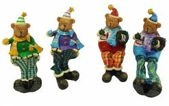 CC Christmas Decor Club Pack Of 144 Vibrantly Colored Plaid Sitting Teddy Bear Christmas Tabletop Figures 5.5"