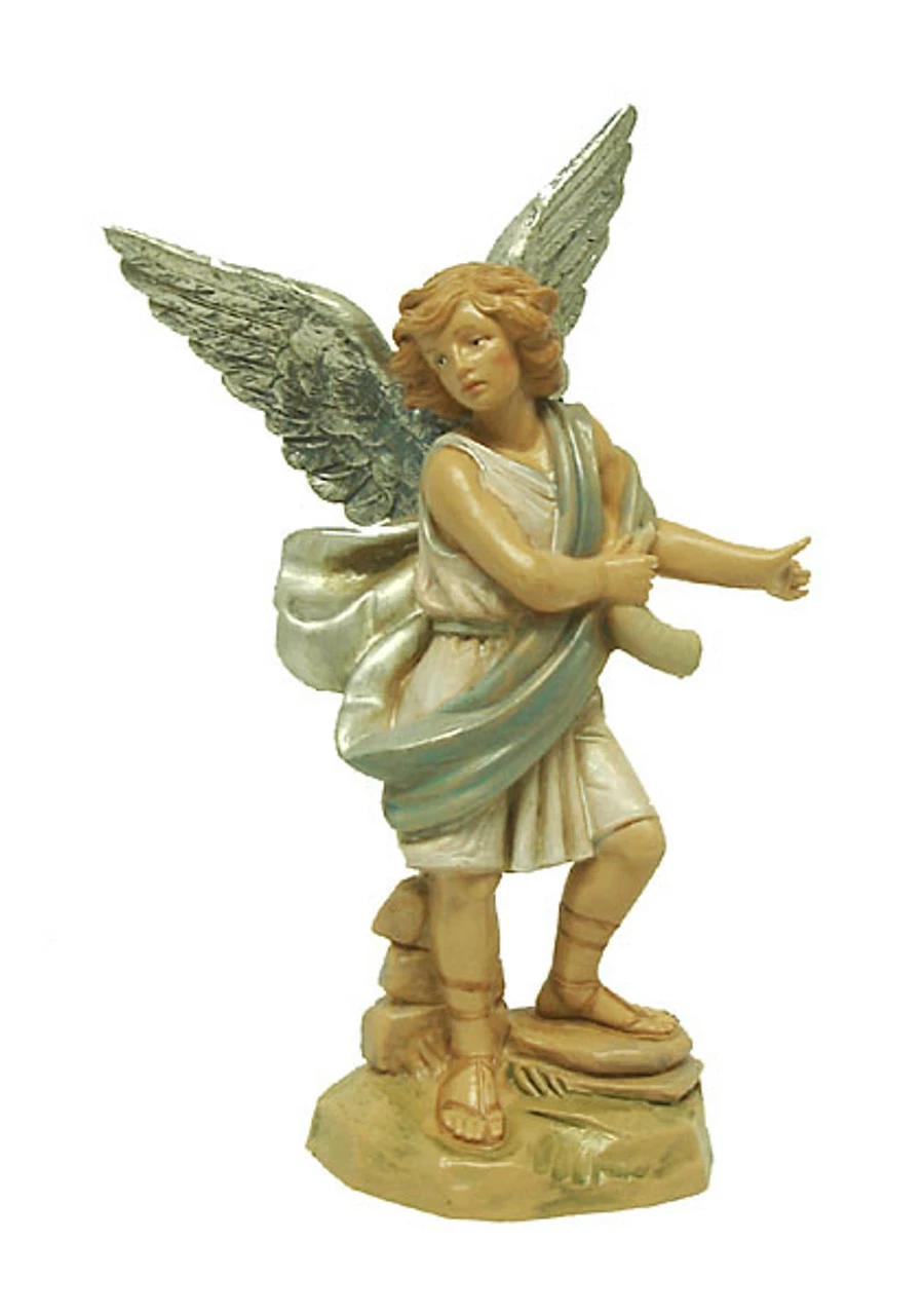 Roman 5.75" Blue And Cream White Hand Painted Raphael Angel Nativity Figurine