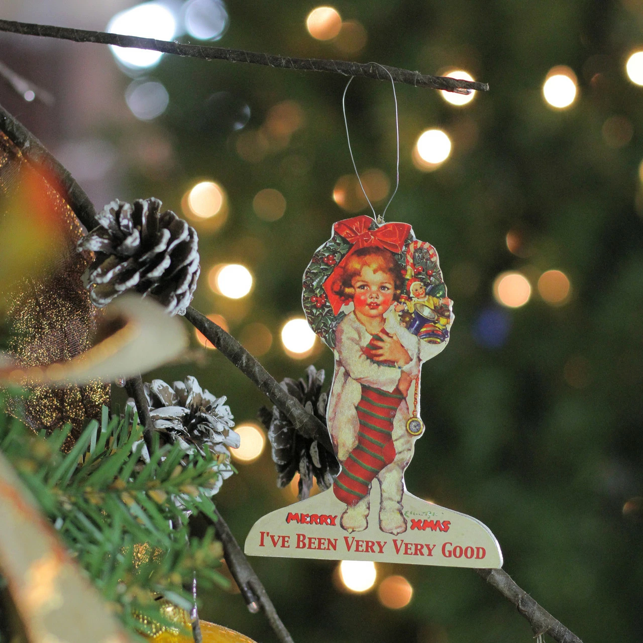 CC Home Furnishings 4" Glittered Child With Her Overflowing Stocking Vintage-Style Christmas Ornament - Image 3