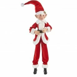 Kurt Adler 16" Red And White Christmas Posable Elf