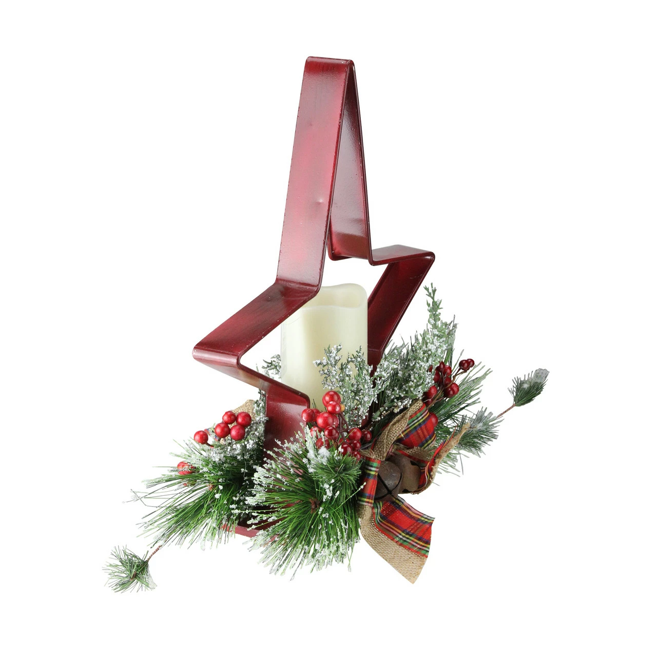 Gerson Company/Gil Division 15" Battery Operated Green And Red Christmas Pine Needle Candle Holder - Image 2