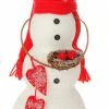 Raz 18" Alpine Chic Snowman Holding Bird Nest Christmas Tabletop Decoration