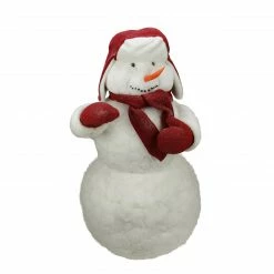 Northlight 42" White And Red Fluffy Sparkling Glittered Plush Christmas Snowman Figurine