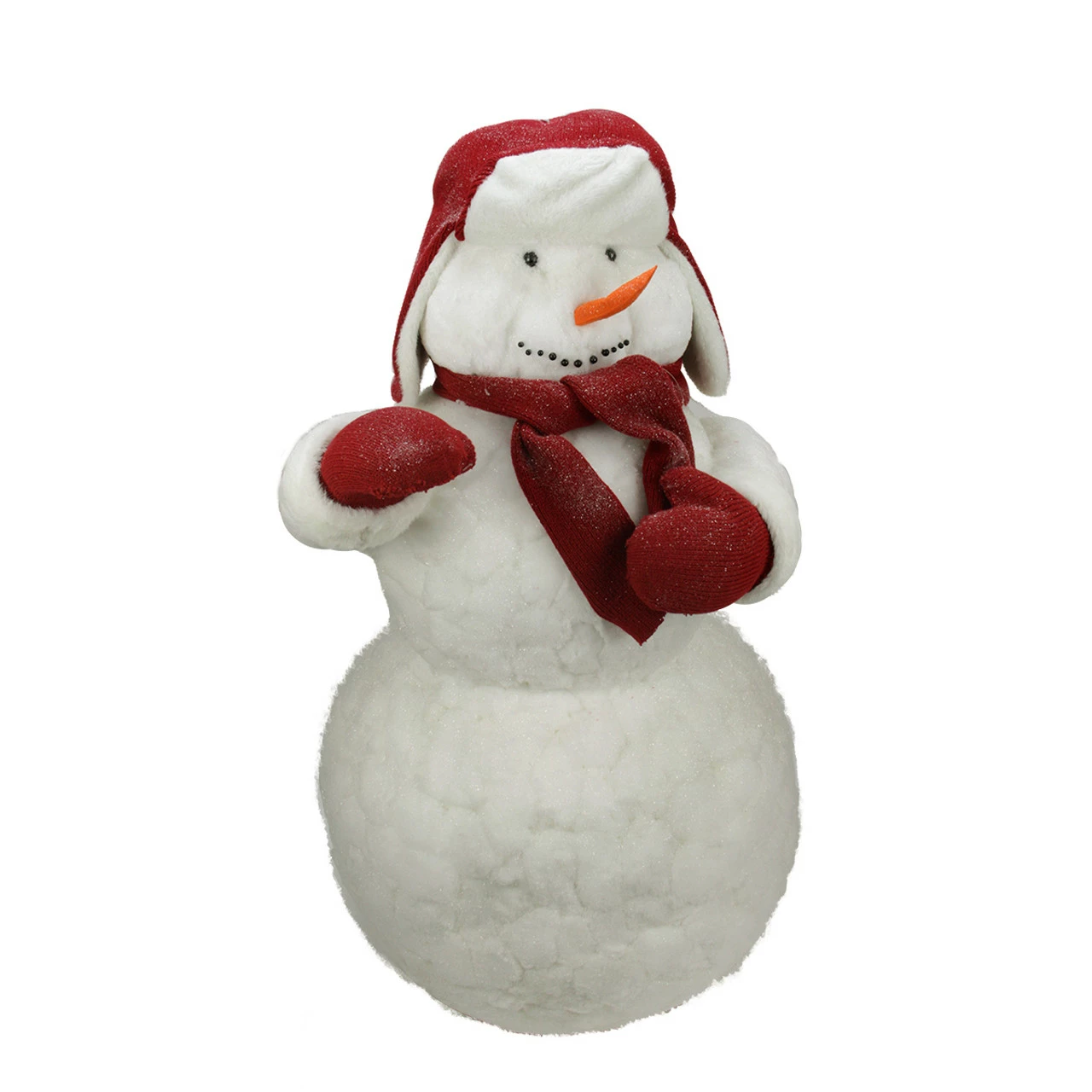 Northlight 42" White And Red Fluffy Sparkling Glittered Plush Christmas Snowman Figurine