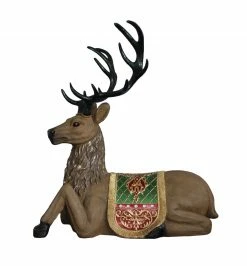Northlight 47" Brown And Green Commercial Grade Sitting Reindeer Christmas Decoration