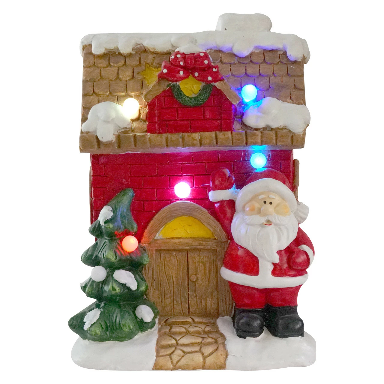Northlight 16" Red LED Lighted House With Santa Musical Christmas Tabletop Figurine - Image 2