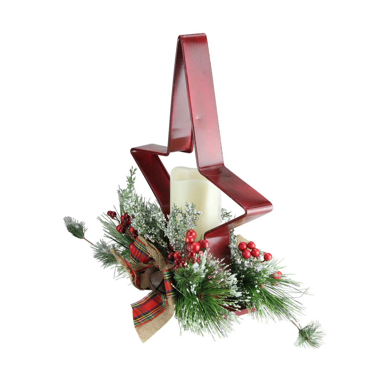 Gerson Company/Gil Division 15" Battery Operated Green And Red Christmas Pine Needle Candle Holder - Image 3