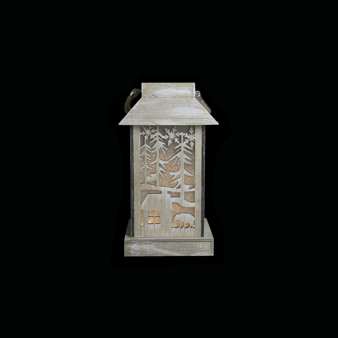 Diva At Home 9.5" Lighted Wooden Bear Silhouette Lantern Christmas Decoration - Image 4